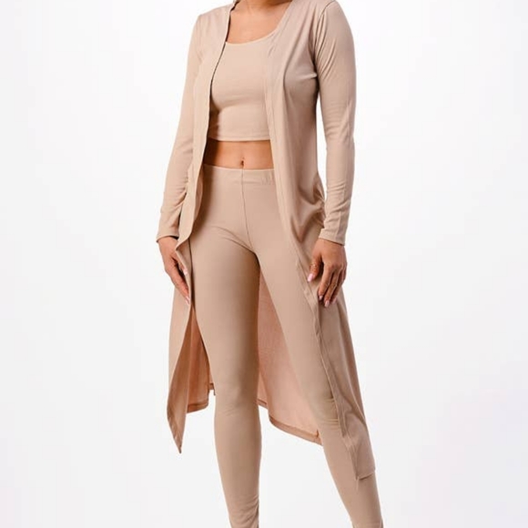 **LAST ONE** 3 Piece Ribbed Tank Top Cardigan Set - Picture 2 of 7